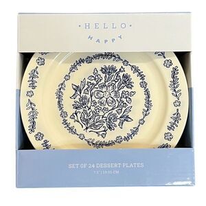 Hello Happy Hello Happy Set of 24 Blue Floral Dessert Plates 7.5" Summer Spring